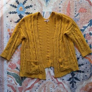 Mustard Yellow Cable Knit Cardigan
